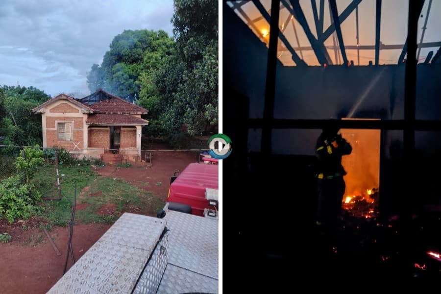 Corpo de Bombeiros controla incêndio em residência na Rua da Aviação em Sidrolândia
