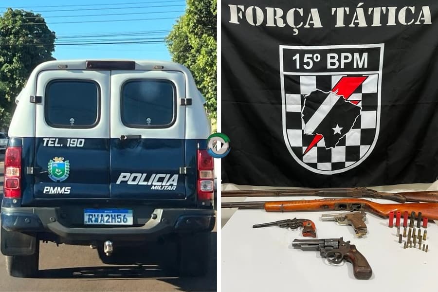Polícia Militar de Maracaju prende homem com arsenal de armas em casa