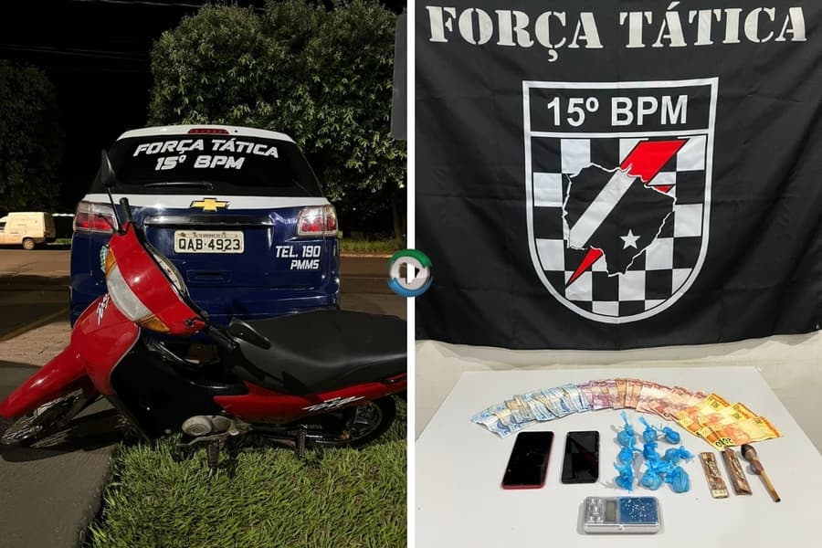 Força Tática de Maracaju fecha “boca de fumo”, prende dois e recupera moto furtada