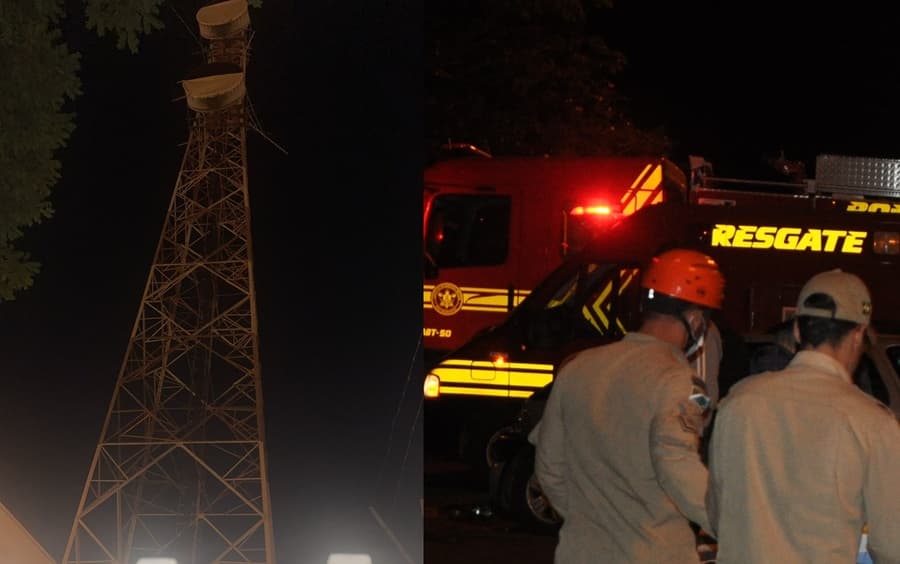 Jovem de 21 anos é salvo pelo Corpo de Bombeiros após tentar pular de torre no centro
