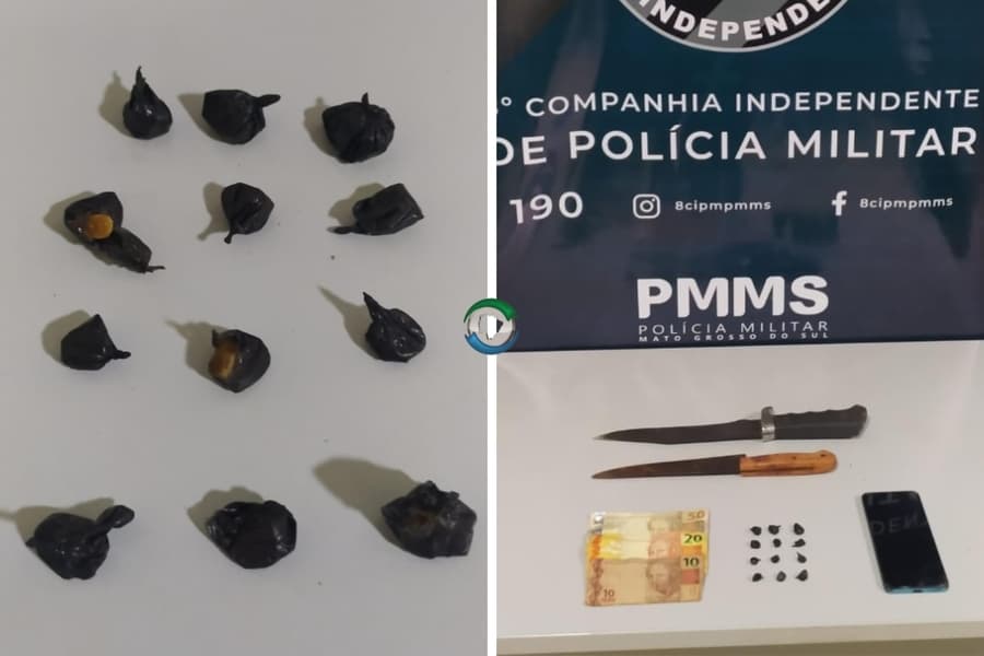 Traficante armado com facas é preso pela Polícia Militar no Bairro São Bento