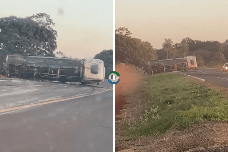 BR-060 continua interditada devido a acidente com caminhão carregado com combustíveis