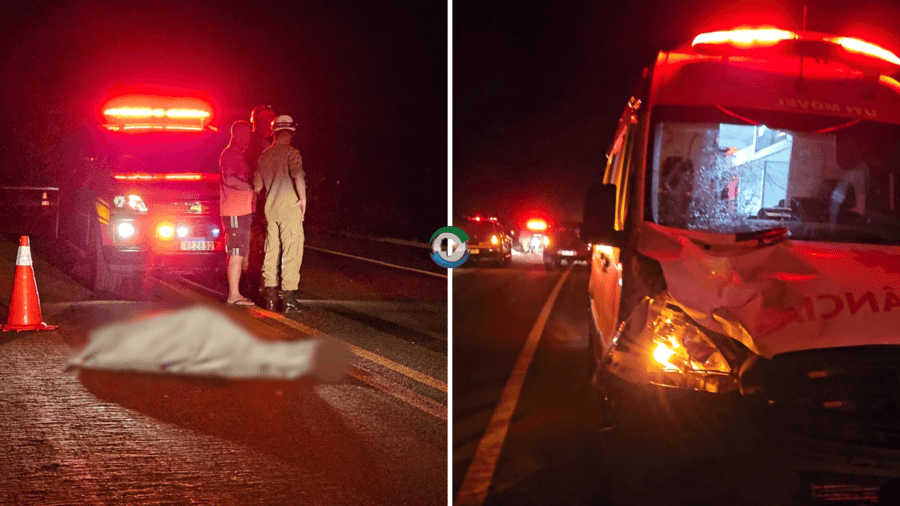 Homem morre após ser atropelado por ambulância na BR-060 entre Sidrolândia e Campo Grande
