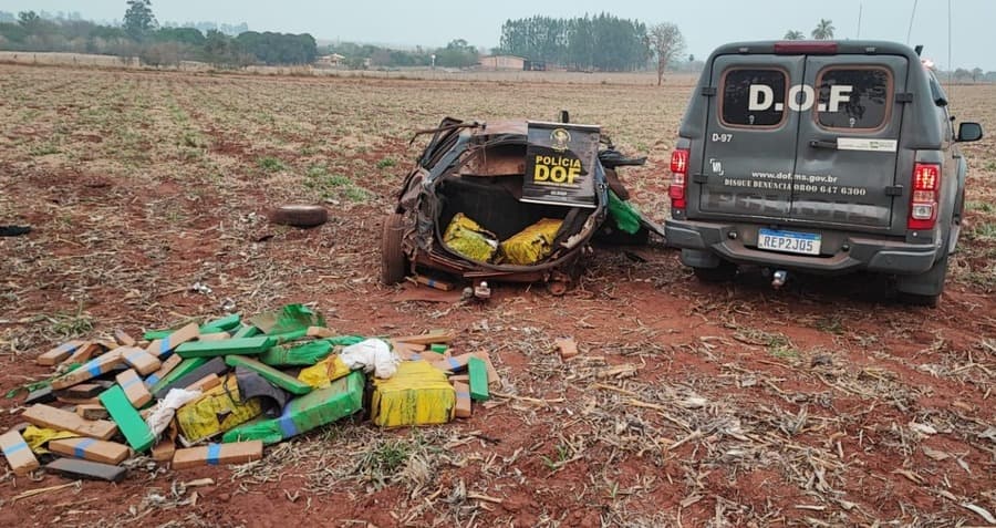 Traficante de 25 anos morre após tentar fugir do DOF e capotar carro entre Sidrolândia e Maracaju