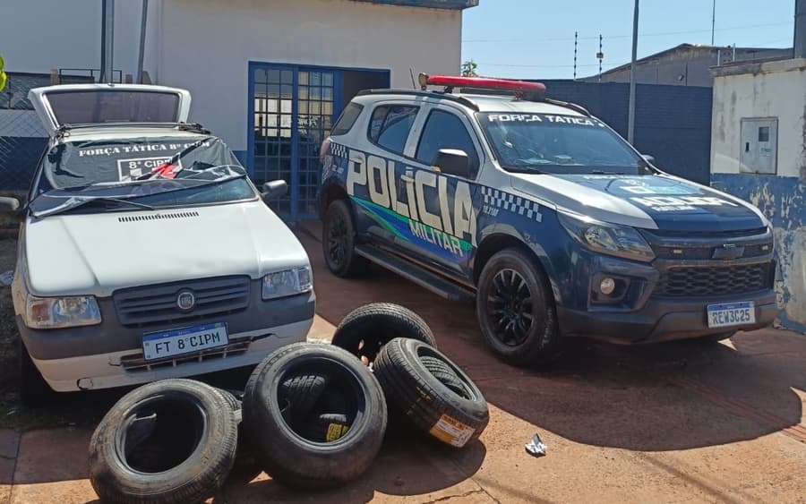 Força Tática apreende pneus contrabandeados na BR-060 em Sidrolândia