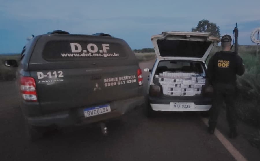 DOF apreende veículo carregado com cigarros contrabandeados em Sidrolândia