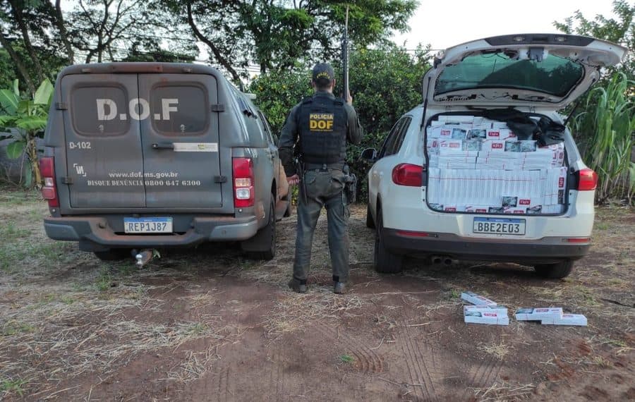 Veículo furtado em SP é recuperado com carga de contrabando em Maracaju