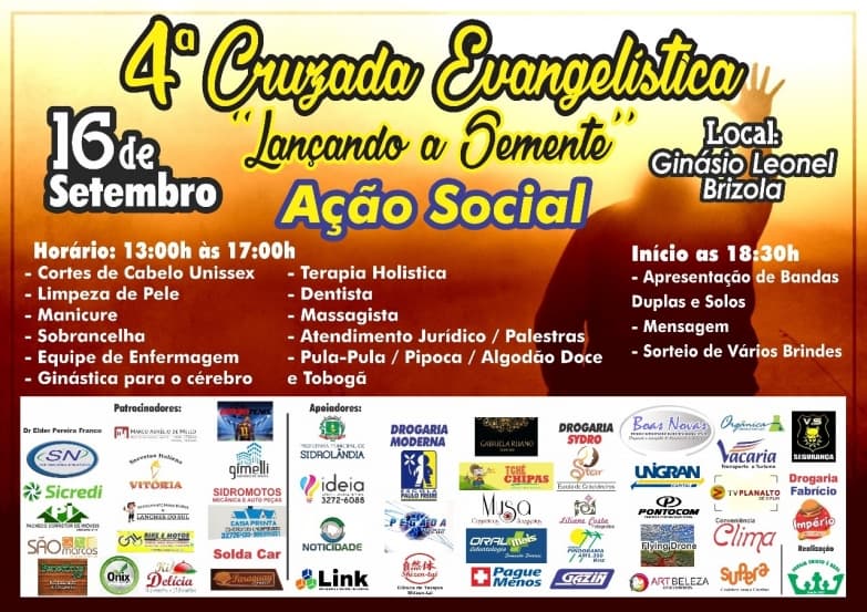 Ação Social “Cruzada Evangelística” acontece no Brizolão neste Sábado