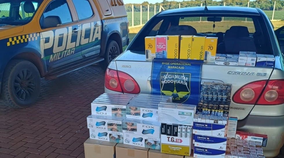 Carga de produtos ilegais e medicamentos irregulares é apreendida em Maracaju 