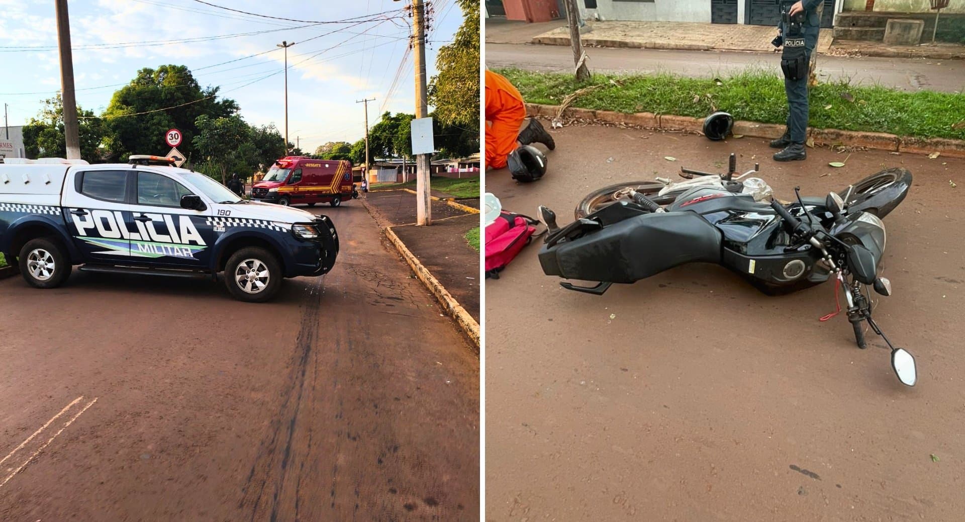 Jovem cai de moto, fica desacordado e é socorrido pelo Corpo de Bombeiros em Maracaju