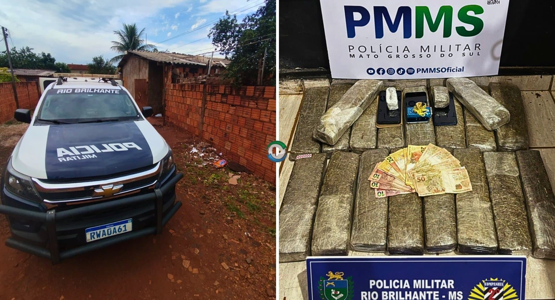 Polícia Militar apreende mais de 18 quilos de drogas e conduz quatro pessoas à delegacia em Rio Brilhante