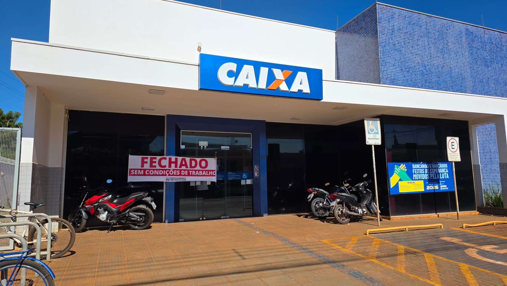 Sindicato dos Bancários paralisa agência da Caixa em Sidrolândia e cobra reforço no quadro de funcionários