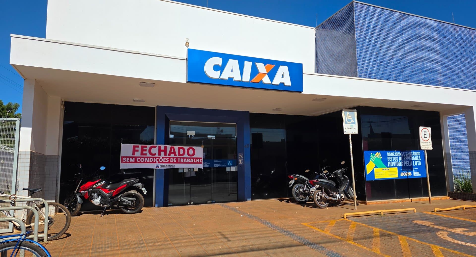 Sindicato dos Bancários paralisa agência da Caixa em Sidrolândia e cobra reforço no quadro de funcionários