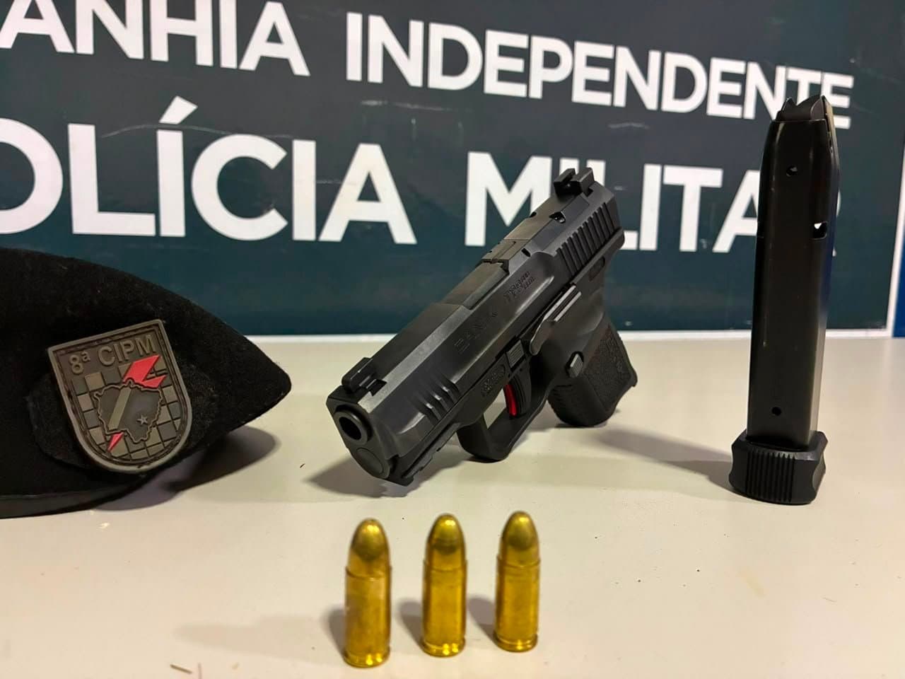 Jovem de 21 anos é preso com pistola 9 mm após denúncia de disparos em via pública no Centro de Sidrolândia