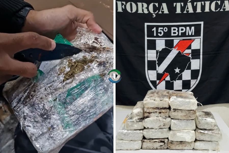 Força Tática de Maracaju apreende 8kg de maconha escondidos em mala e prende traficante