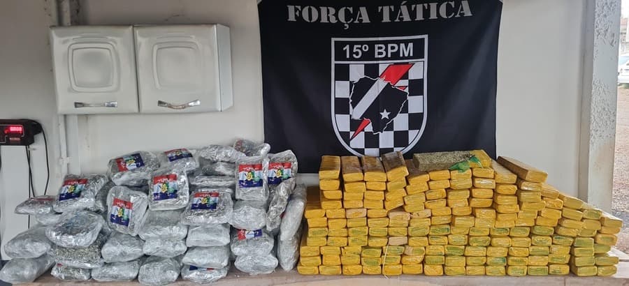 Polícia Militar apreende veículo carregado com 140 kg de drogas em Maracaju