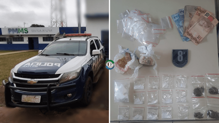 Polícia Militar de Sidrolândia prende traficante comercializando drogas em plena luz do dia