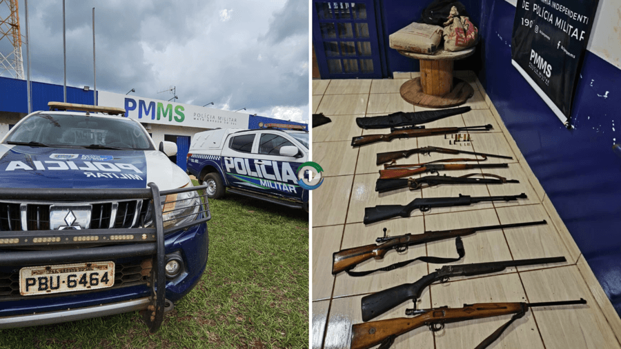Polícia Militar apreende nove armas de fogo durante ocorrência de violência doméstica em Sidrolândia
