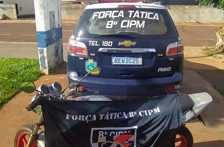 Em Sidrolândia, Polícia Militar apreende motocicleta com mais de R$ 55 mil reais em multas