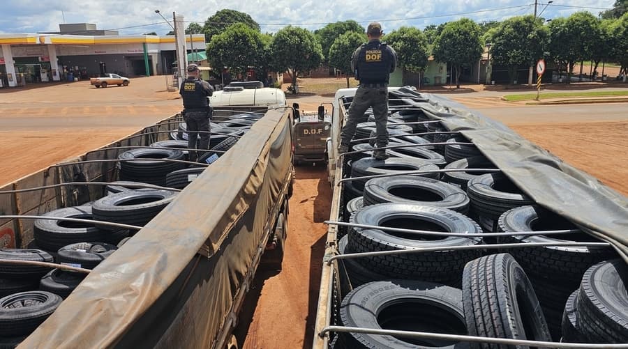 DOF apreende duas carretas carregadas com mais de 600 pneus em Maracaju