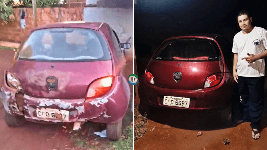 Pastor de Sidrolândia tem carro restaurado com doações após acidente causado por condutor embriagado