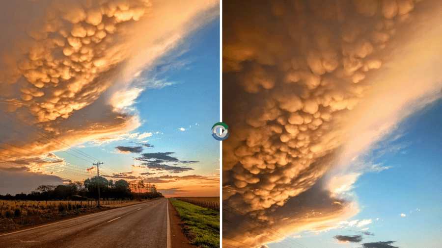 Nuvens raras do tipo Mammatus são registradas por geógrafo em Sidrolândia