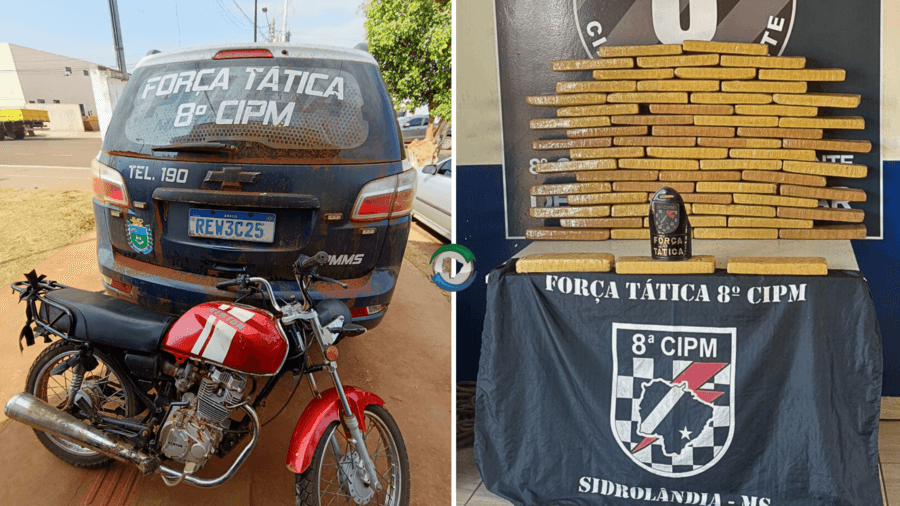 Força Tática apreende 57 kg de maconha em garupa de motocicleta em Sidrolândia