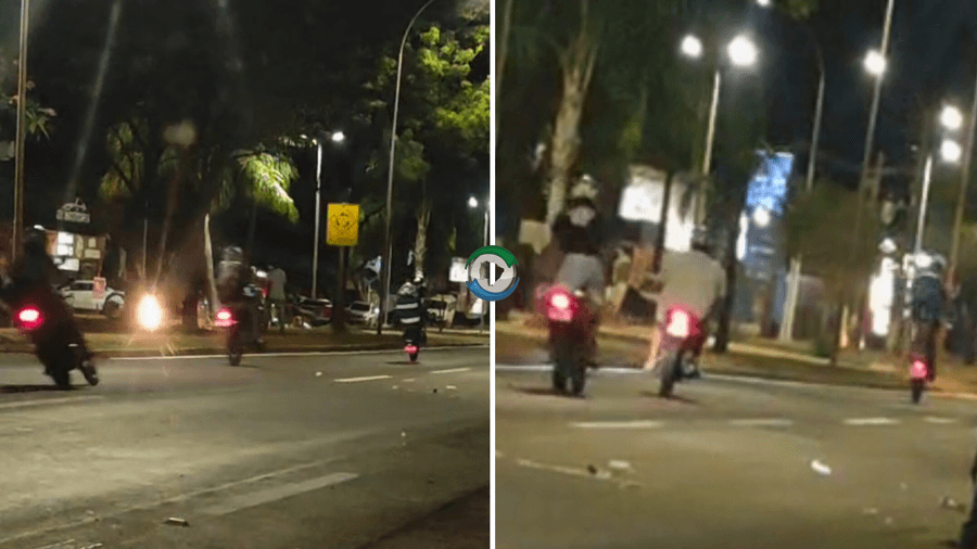 Imagens mostram que, há meses, motociclistas realizam manobras perigosas na Av. Dorvalino dos Santos
