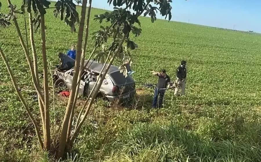 Passageiro morre e motorista fica ferido após capotagem na BR-267 entre Maracaju e Rio Brilhante