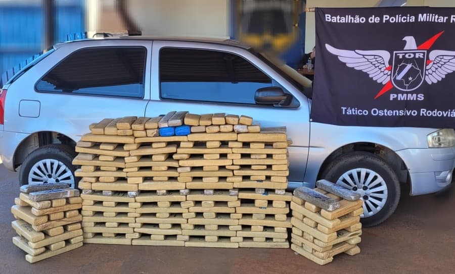 Polícia Militar Rodoviária apreende 226 Kg de maconha na MS-164 em Maracaju