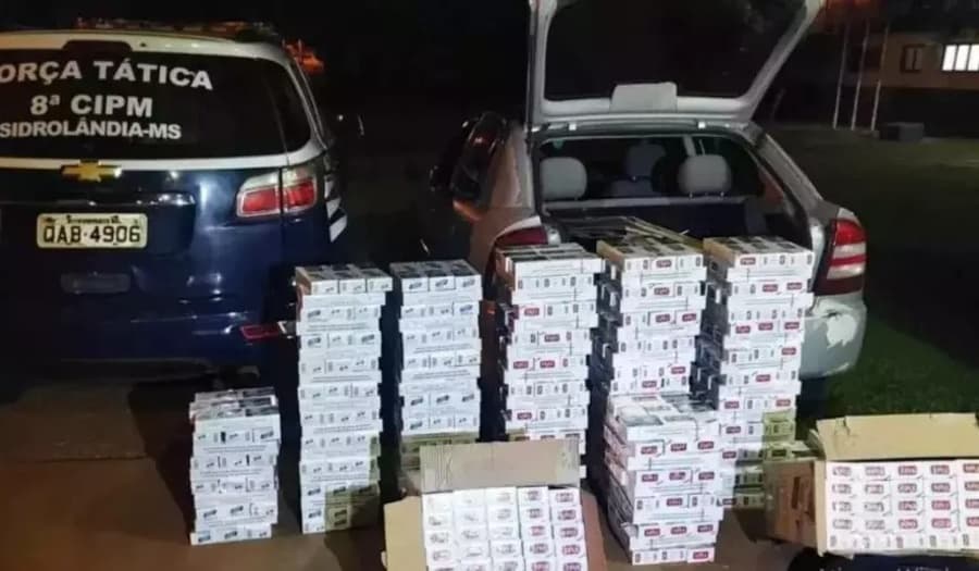 480 pacotes de cigarros contrabandeados são apreendidos pela Força Tática de Sidrolândia