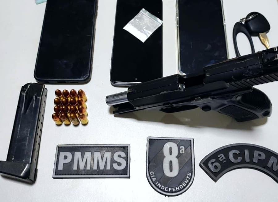 Homem de 25 anos é preso em flagrante com pistola em Sidrolândia