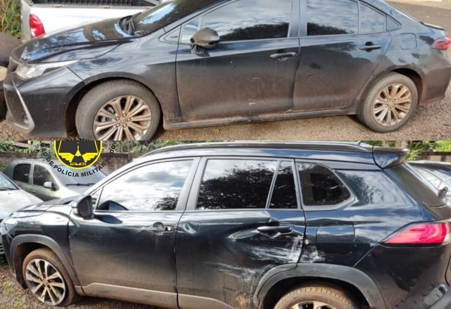 Dupla é presa após tentar fugir da PMR com carros roubados; um deles foi baleado