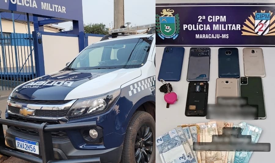 Polícia Militar recupera moto furtada e apreende sete celulares em Maracaju