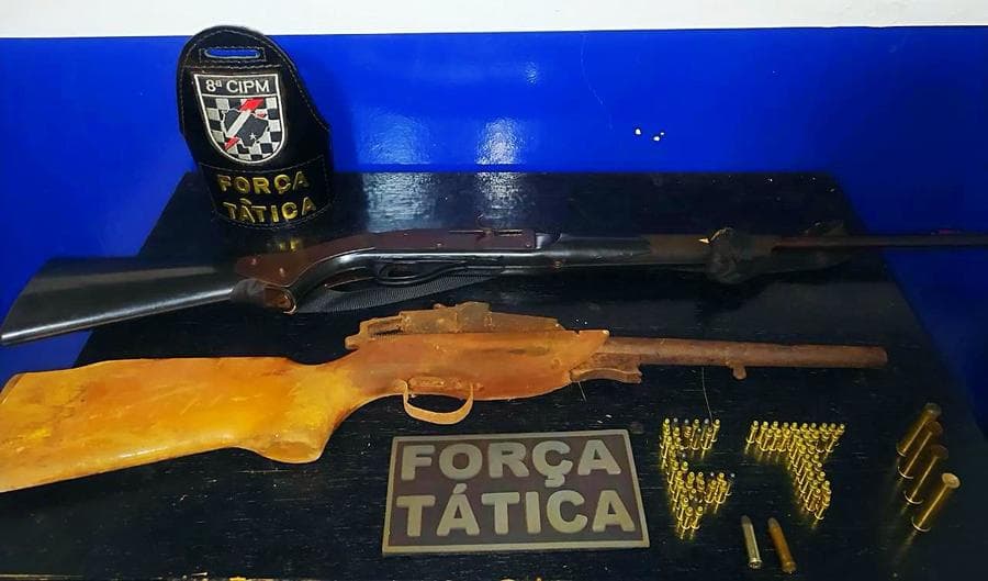 Polícia Militar apreende duas armas de fogo e mais de 70 munições em Sidrolândia