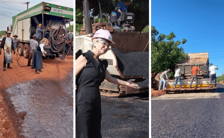 Em Sidrolândia, Prefeita avança com obras de asfalto em 5 bairros, distrito e Capão Bonito