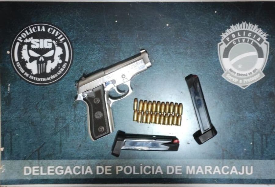 Homem de 38 anos é preso com pistola calibre .380 e munições em Maracaju