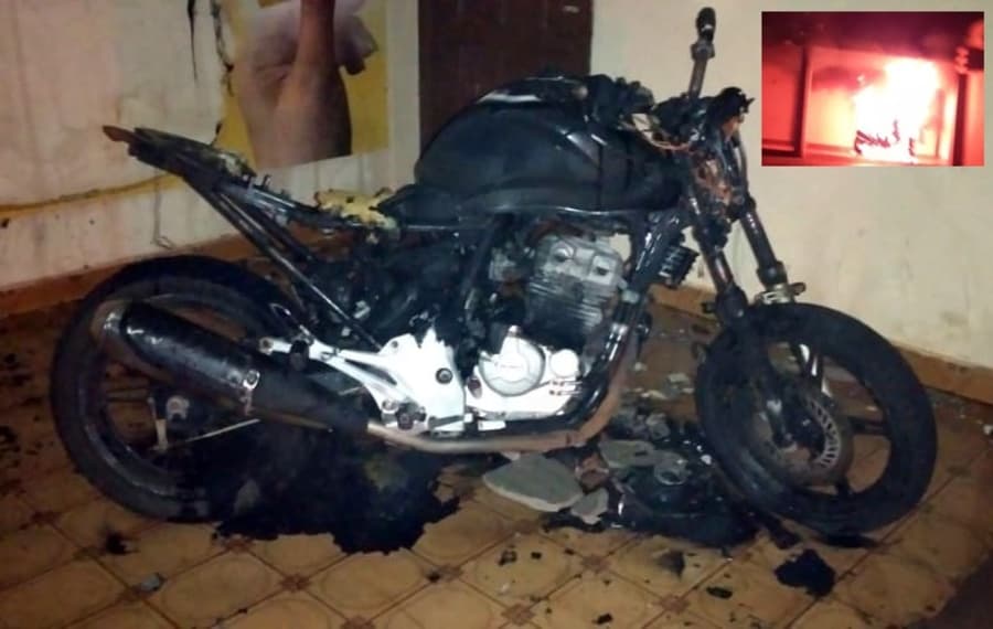 Motocicleta é incendiada no centro de Maracaju e vítima divulga imagem de suspeito