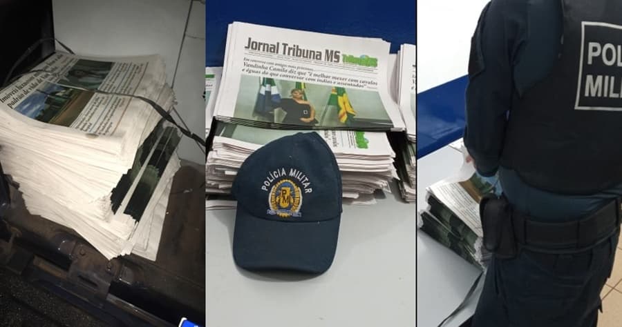 PM cumpre mandado judicial e flagra distribuição de jornal difamando candidata Vanda Camilo