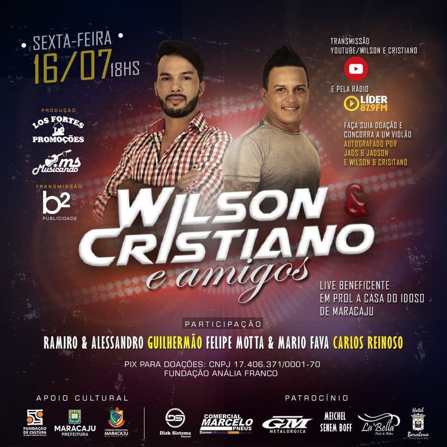 Sertanejos promovem live solidária em prol do Lar de Idosos de Maracaju