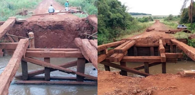 Prefeitura iniciou serviços de revitalização em ponte próxima à divisa com Maracaju