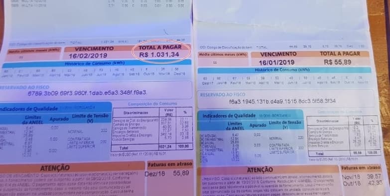 Absurdo: Fatura de energia de Barbearia sobe de R$ 55 para R$ 1.031,34