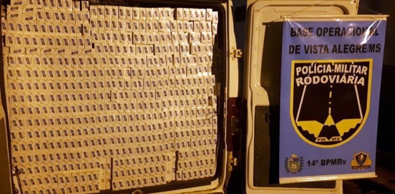 PMR apreende 4 mil pacotes de cigarros contrabandeados na MS-164, em Vista Alegre