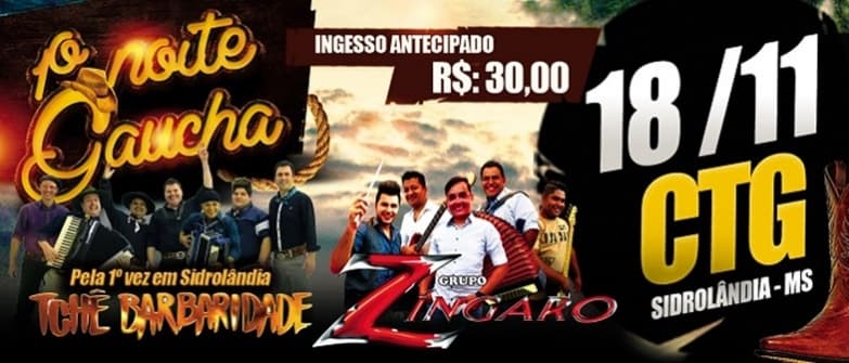 Neste sábado, CTG sedia show Baile com Zíngaro e Tchê Barbaridade