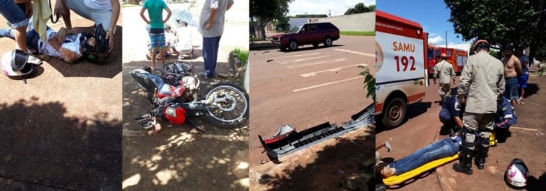 Veículo Parati invade preferencial e atinge motocicleta no Jandaia