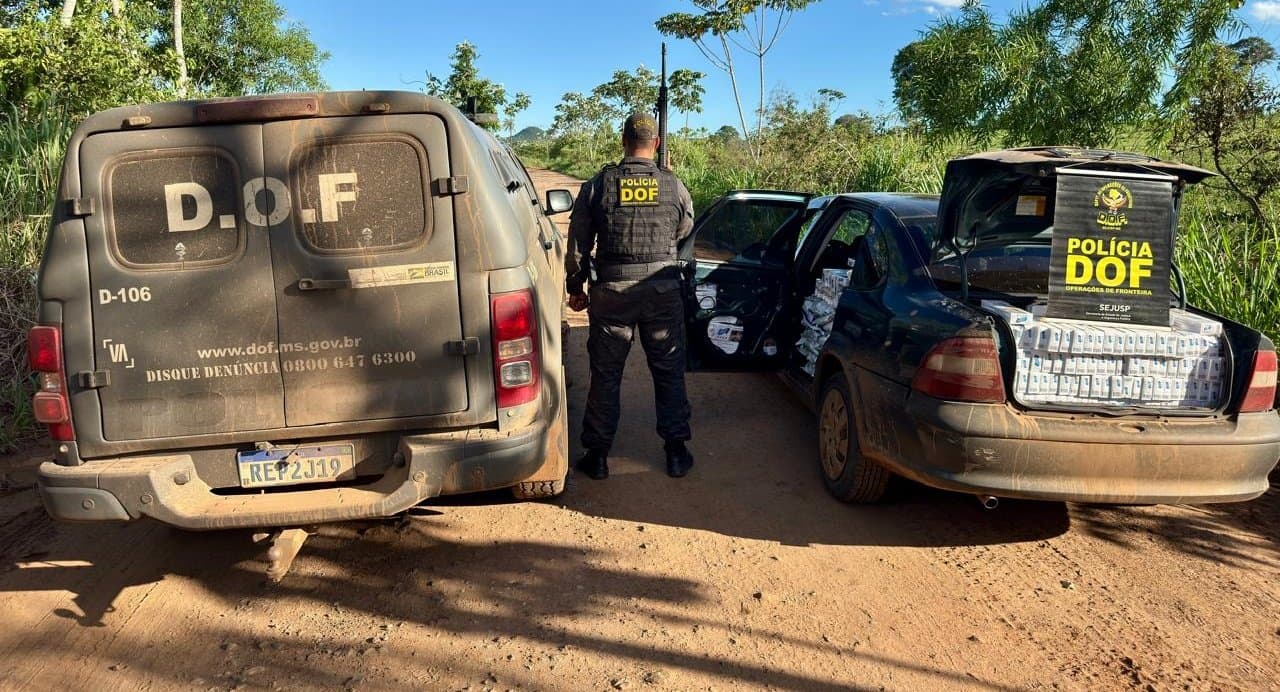 DOF apreende carro carregado com cigarros e agrotóxicos em aldeia indígena de Sidrolândia