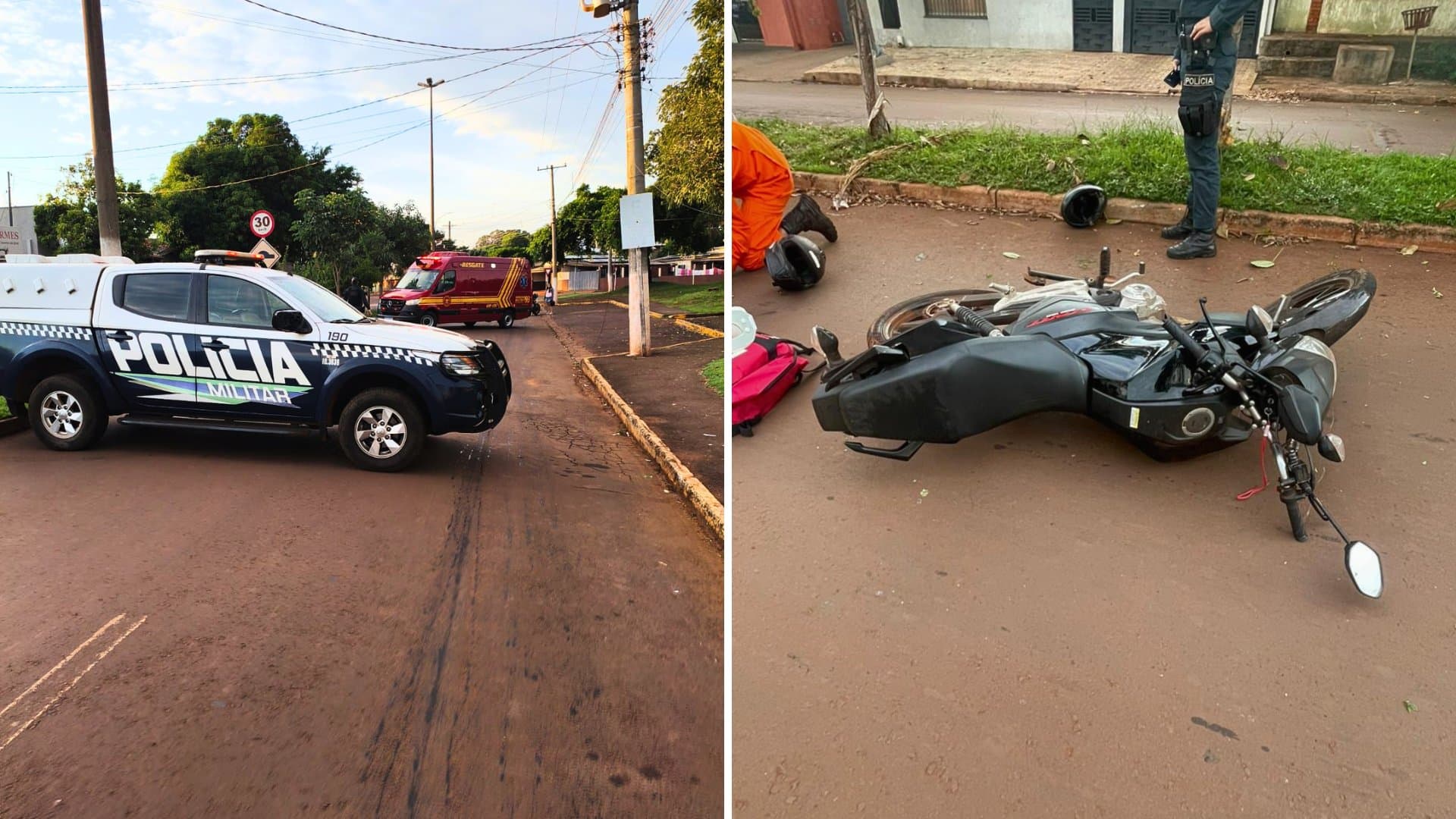 Jovem cai de moto, fica desacordado e é socorrido pelo Corpo de Bombeiros em Maracaju