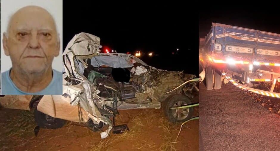 Pecuarista de 79 anos morre após colisão entre caminhonete e caminhão na BR-262 em Dois Irmãos do Buriti