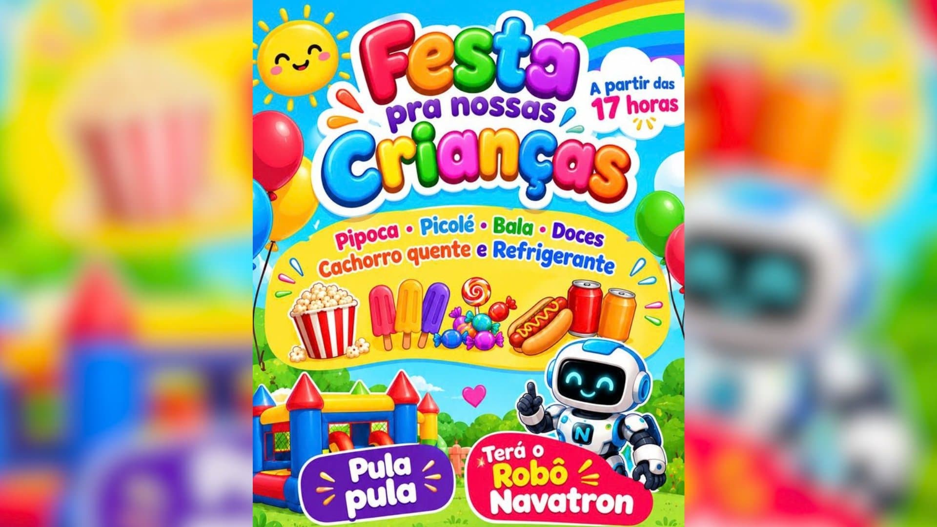 Nava promove festa para crianças com doces, brinquedos e Robô Navatron neste domingo em Sidrolândia